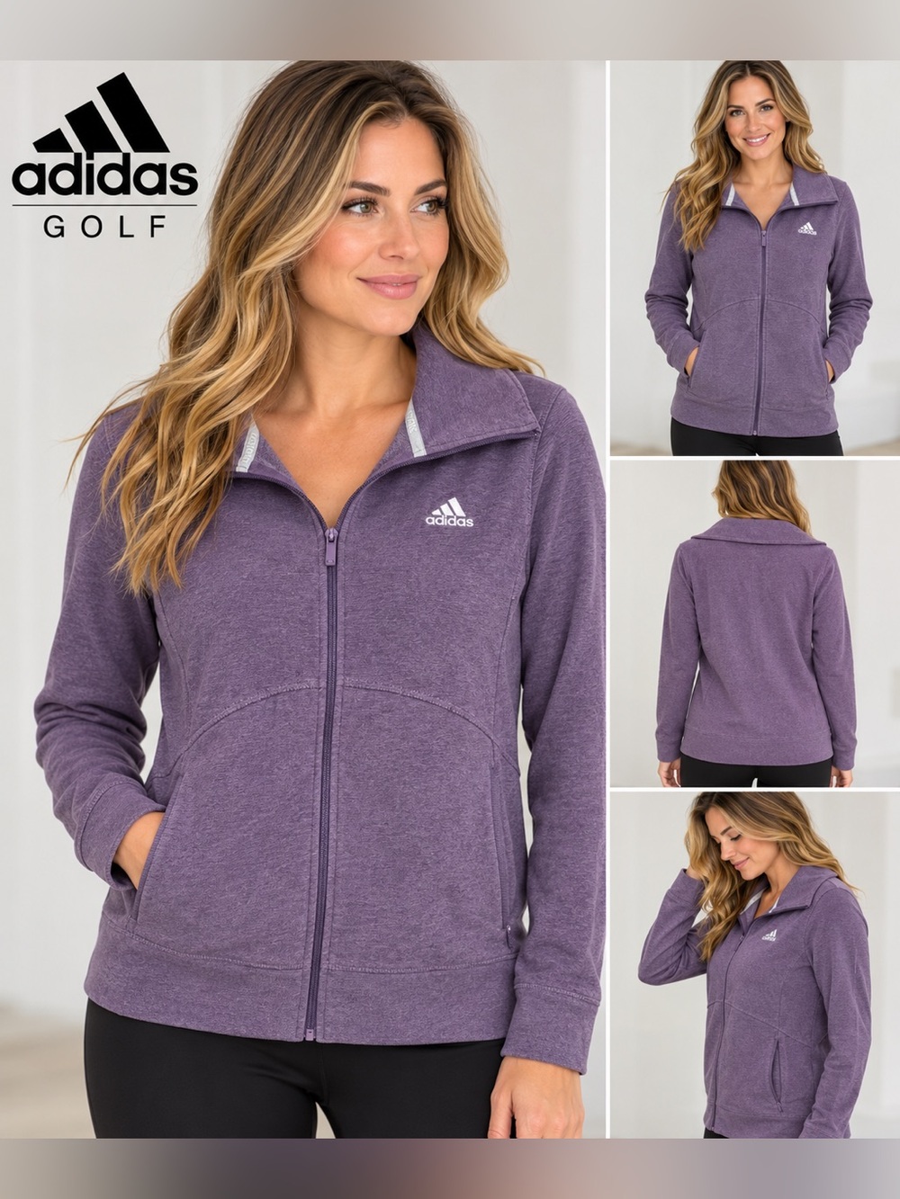 Adidas Golf Purple Shadow Violet Full-Zip Heather Jacket Women’s L NWT